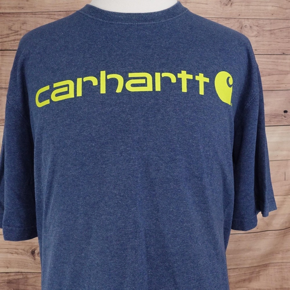 Carhartt Shirt Mens 2XL Blue Graphic Crew Neck Tagless Cotton Polyester k195 413